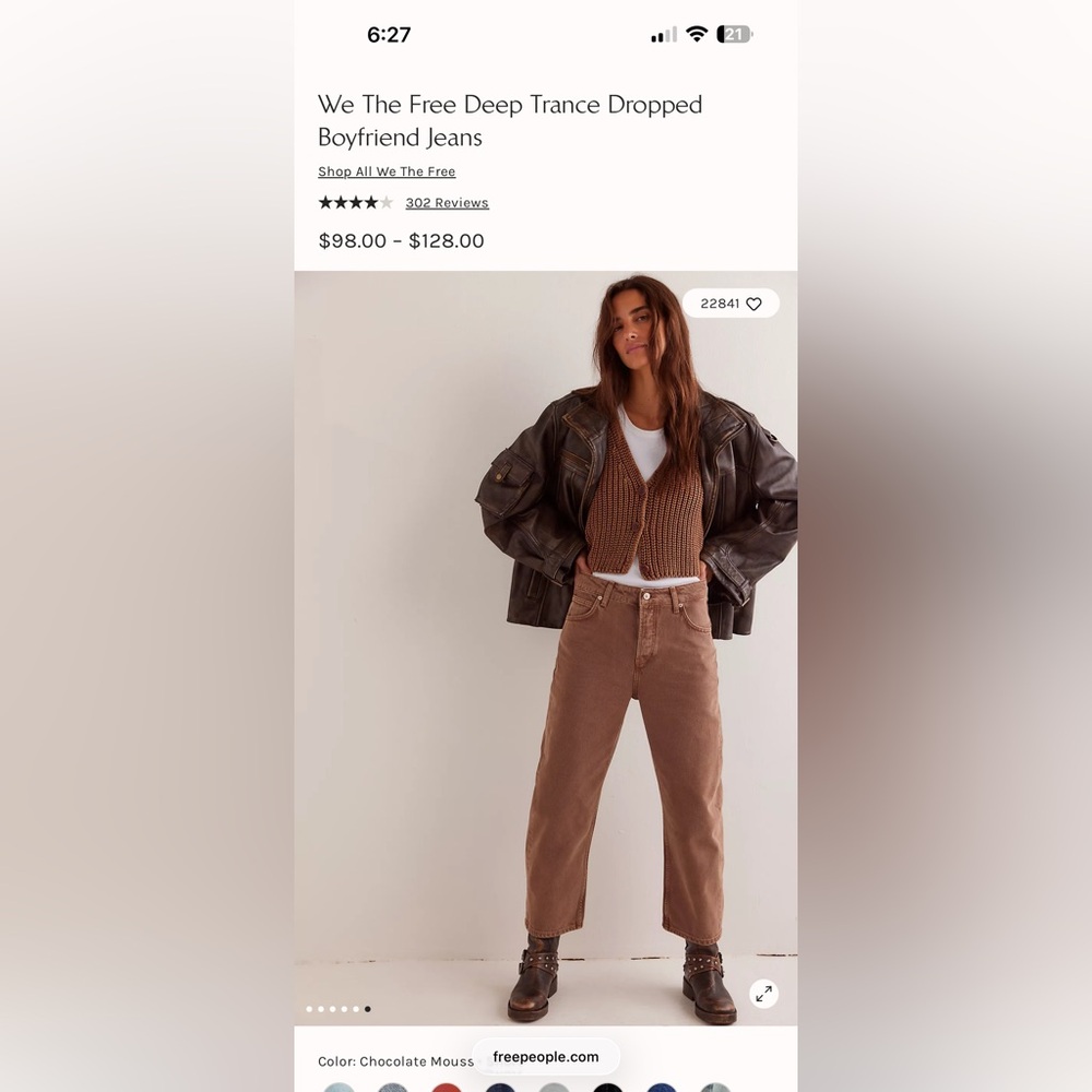 We The Free Denim Pants-Chocolate Mousse